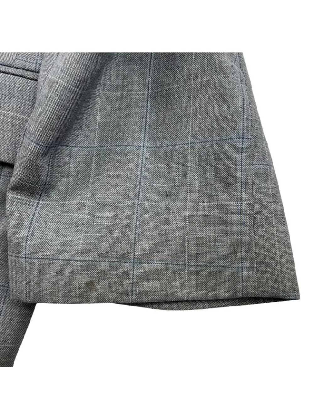 Jos A Bank Men's 100% Wool Tailored Fit 2-Button Blazer Gray/Blue Plaid • 43R